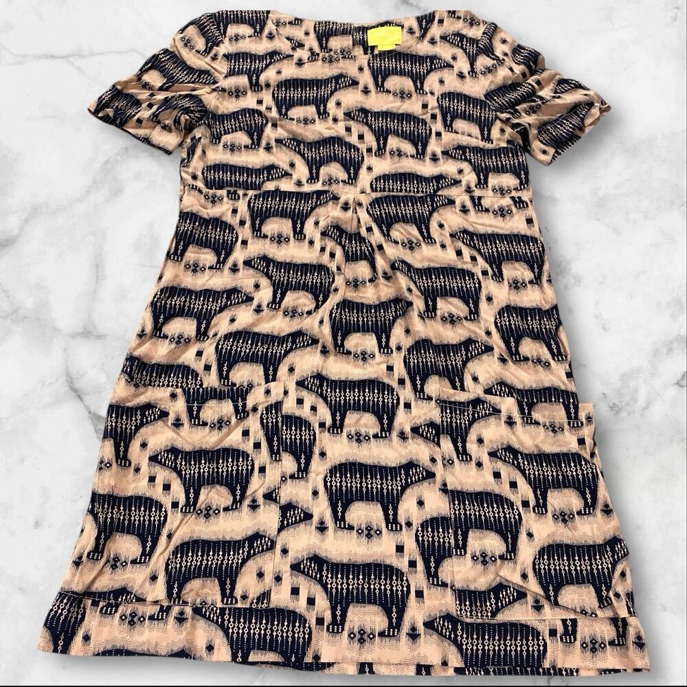 Anthropologie Maeve Zola Pink Animal Print Mini Shift Rayon Dress Women's Size 2 - Picture 2 of 10